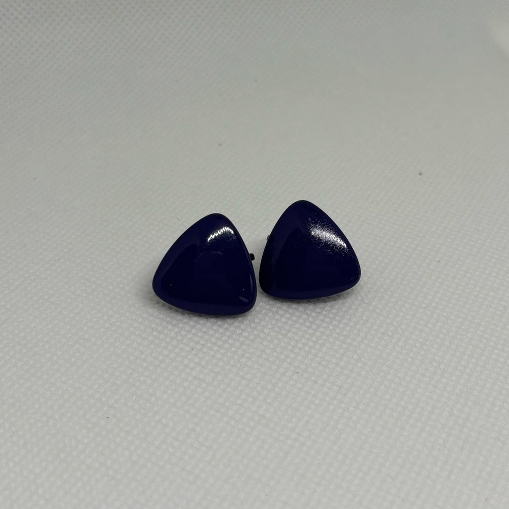 Vintage Purple Triangle Clip On Earrings